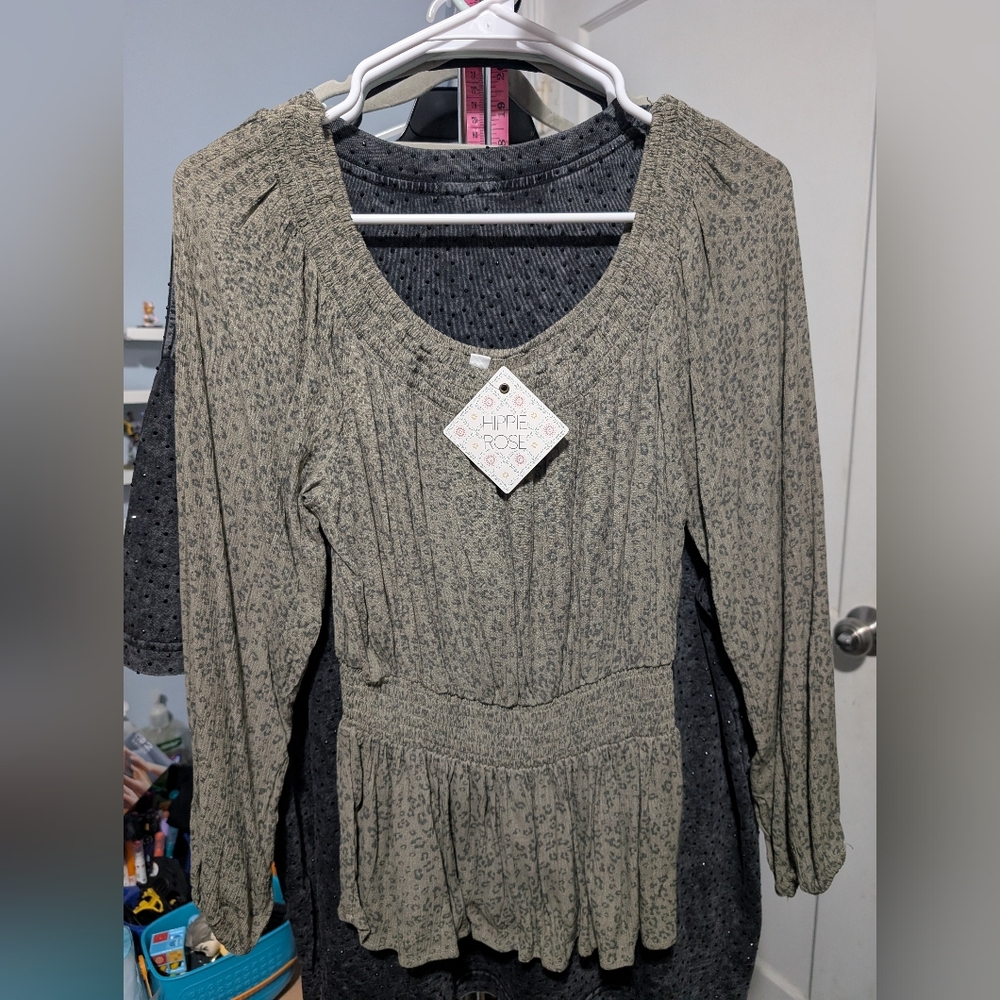 Hippie Rose Olive Long Sleeve Top